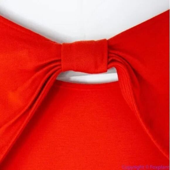 Hutch Anthropologie Bow Back Tomato Red Dress, 1X - Picture 9 of 14